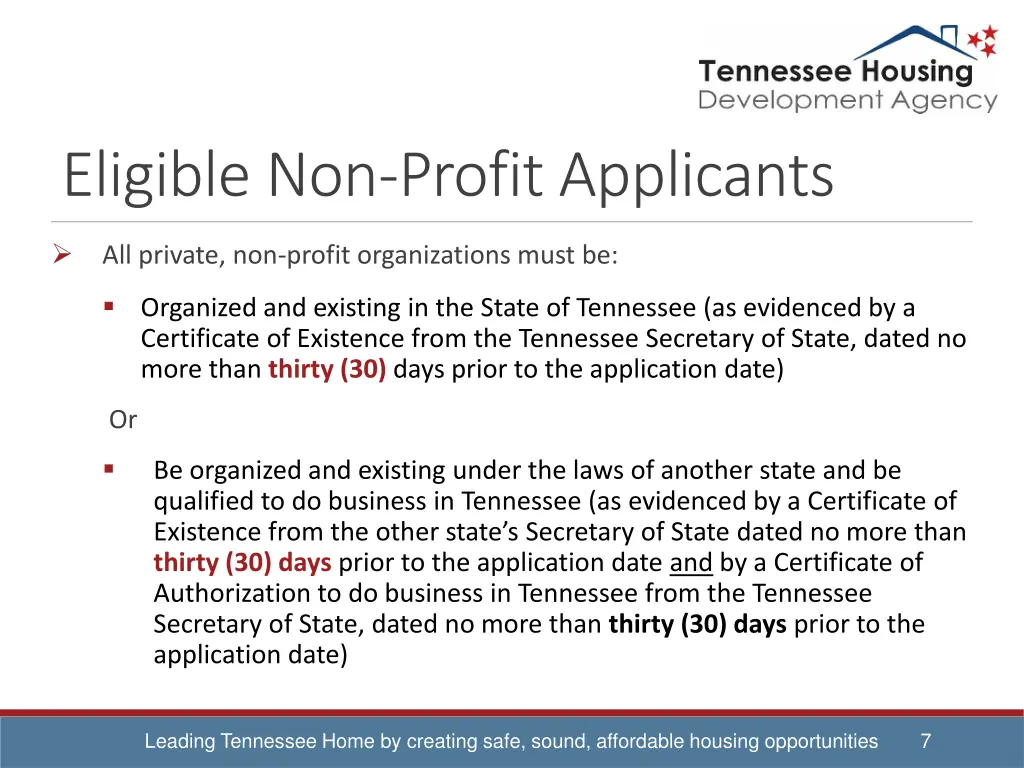 eligible non profit applicants