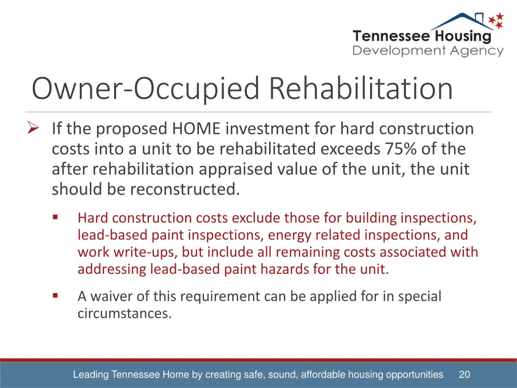 owner occupied rehabilitation