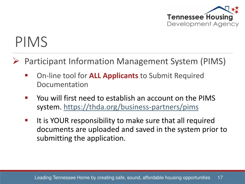 pims participant information management system