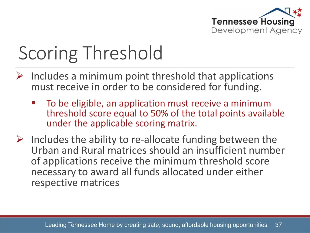 scoring threshold includes a minimum point