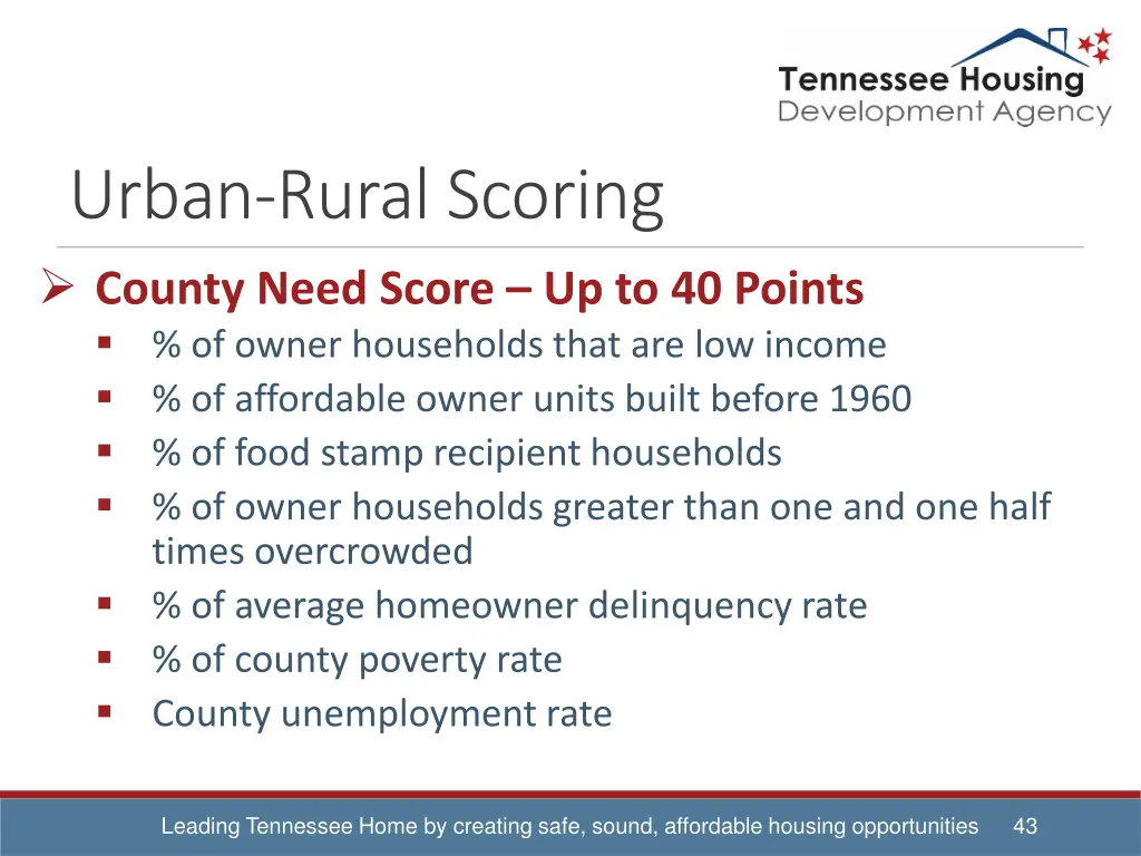 urban rural scoring county need score