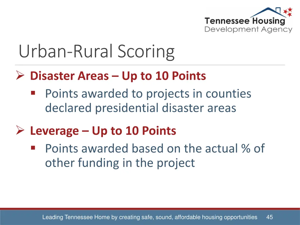 urban rural scoring disaster areas