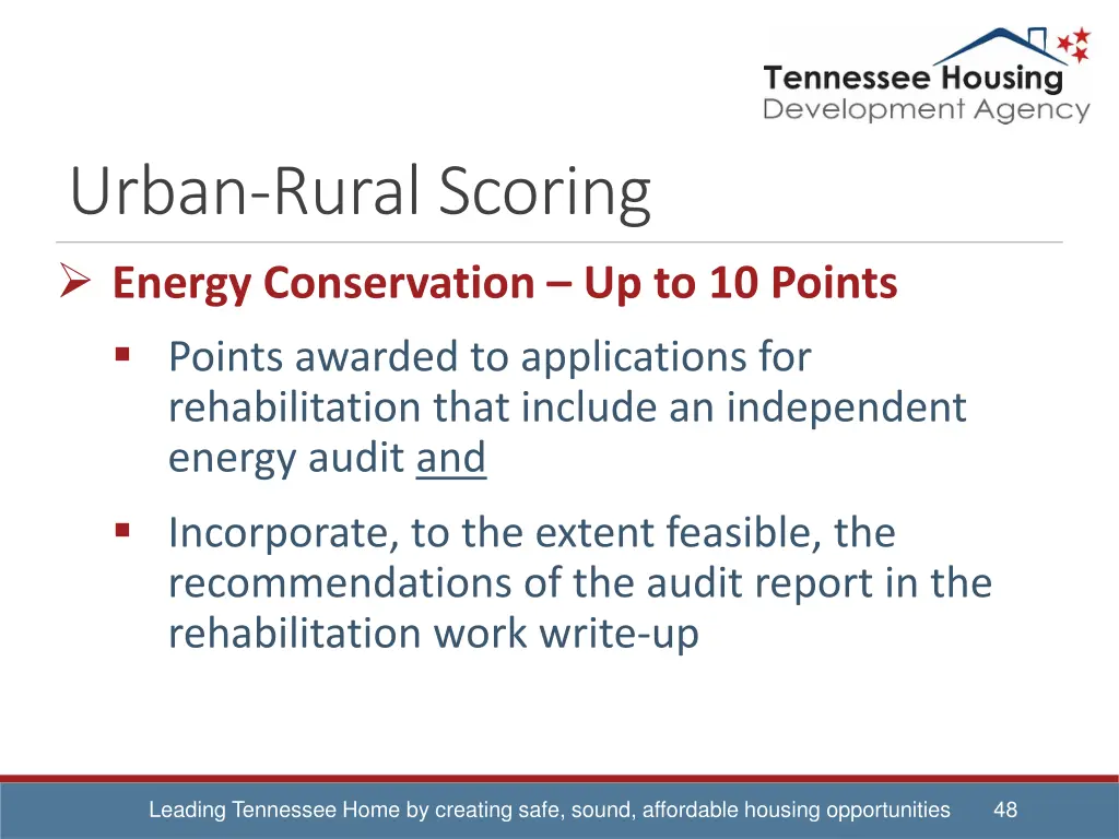 urban rural scoring energy conservation