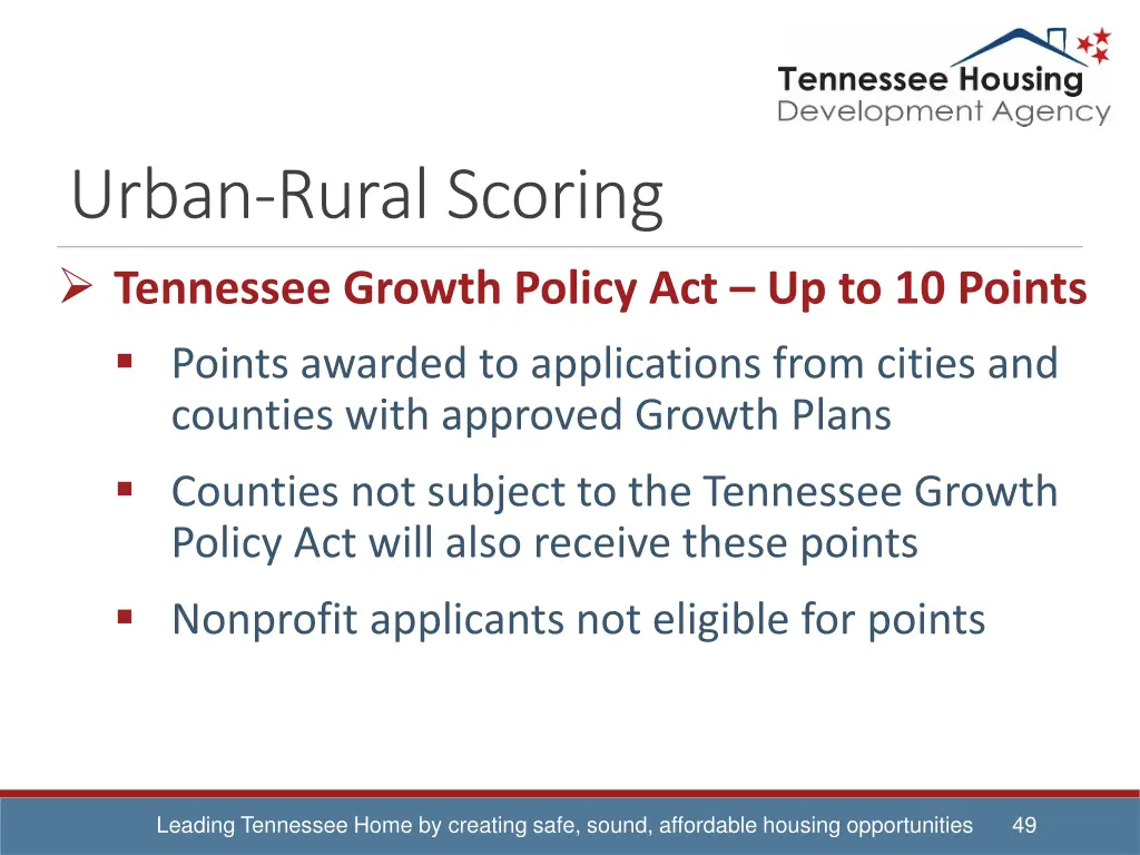 urban rural scoring tennessee growth policy