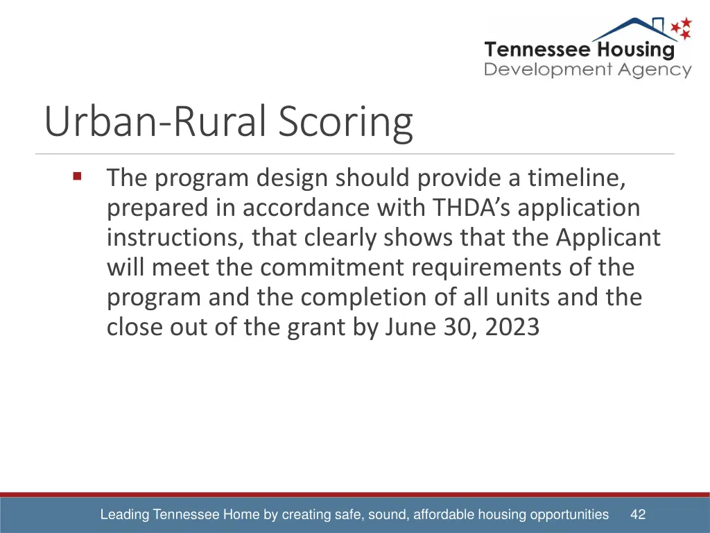 urban rural scoring the program design should