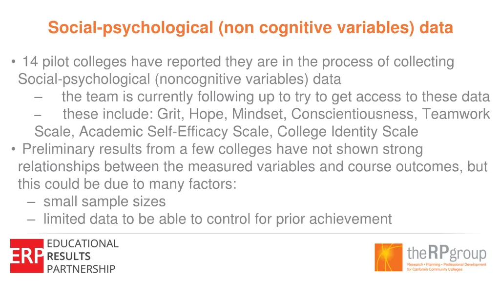 social psychological non cognitive variables data
