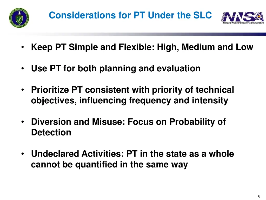 considerations for pt under the slc