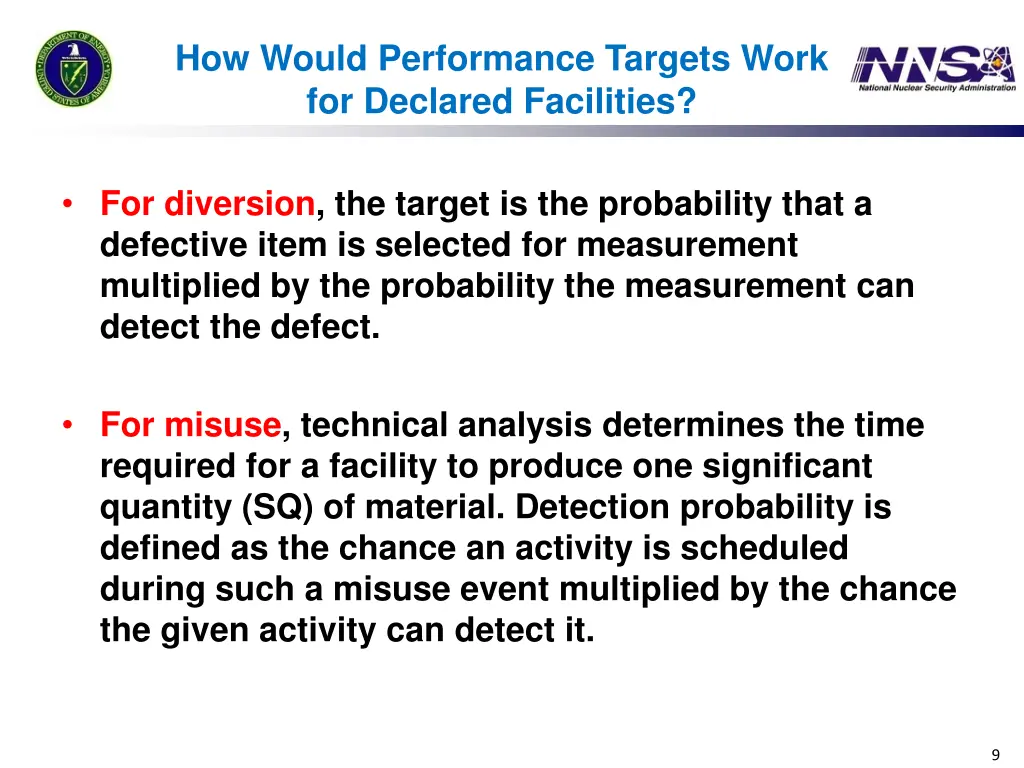 how would performance targets work for declared