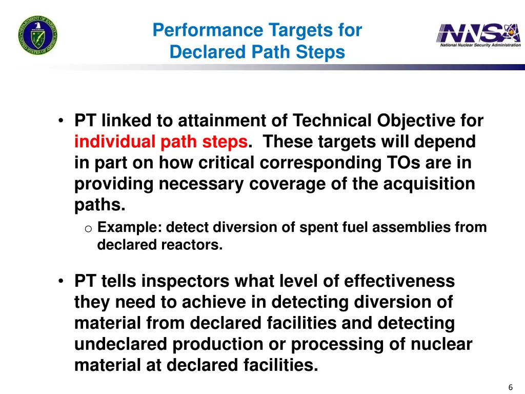 performance targets for declared path steps