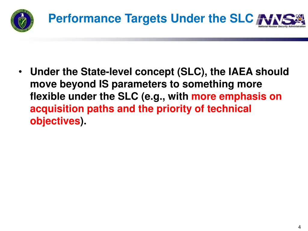 performance targets under the slc