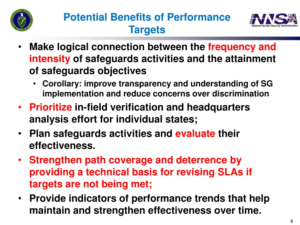 potential benefits of performance targets