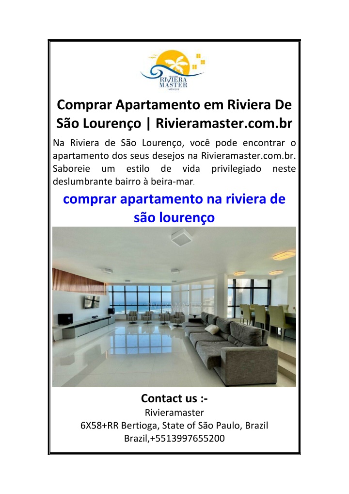 comprar apartamento em riviera de s o louren