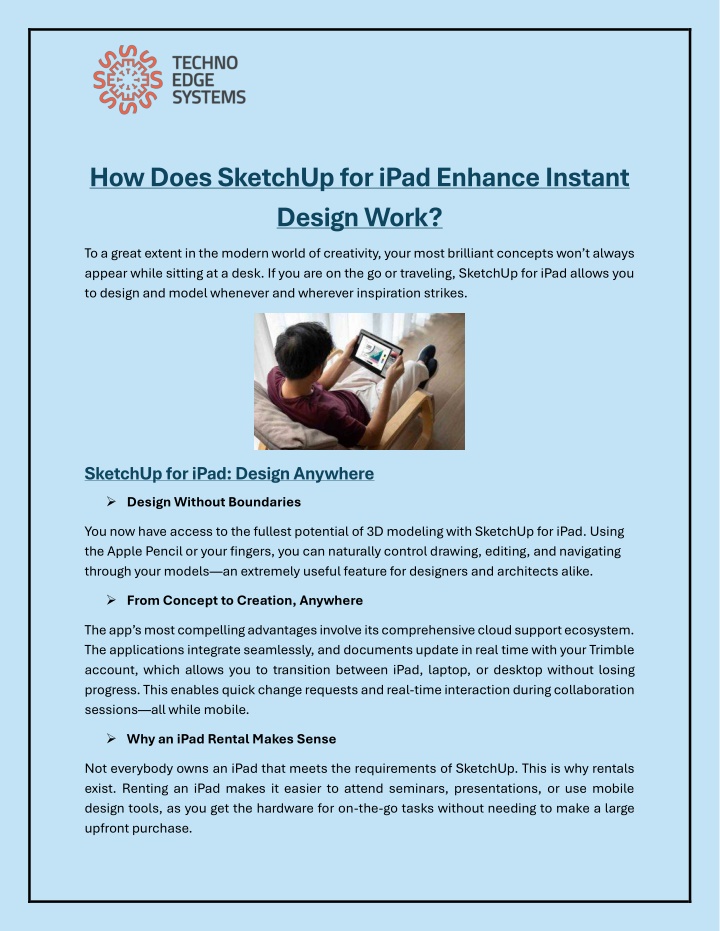 how does sketchup for ipad enhance instant design