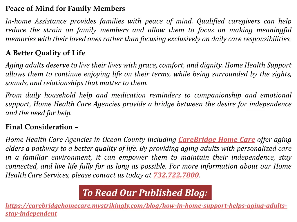 peace of mind for family members in home