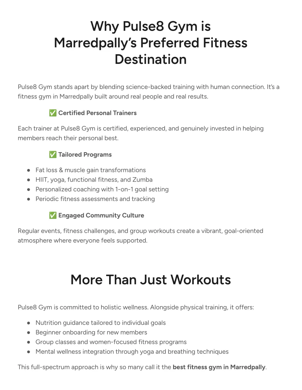 why pulse8 gym is marredpally s preferred fitness