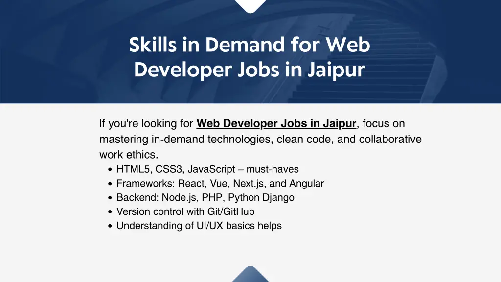 skills in demand for web developer jobs in jaipur