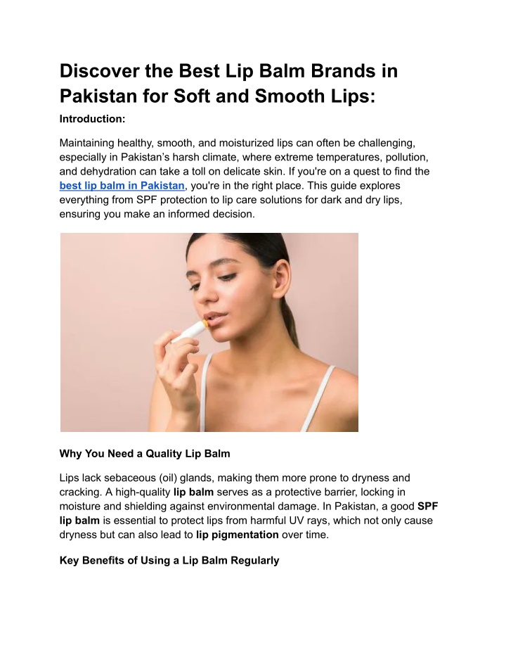 discover the best lip balm brands in pakistan