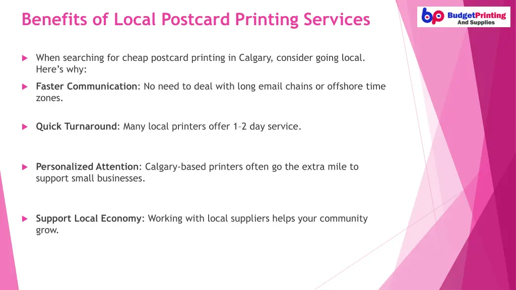 benefits of local postcard printing services
