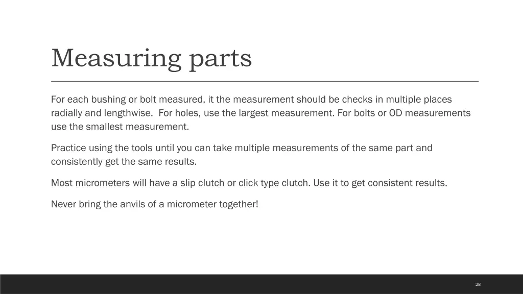measuring parts