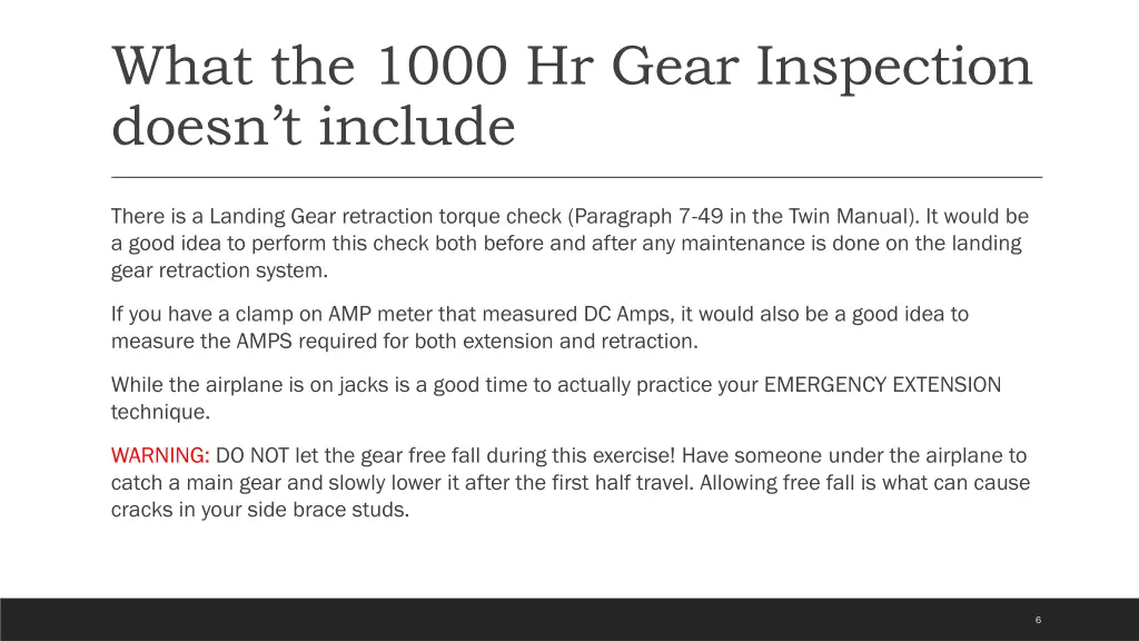 what the 1000 hr gear inspection doesn t include 2