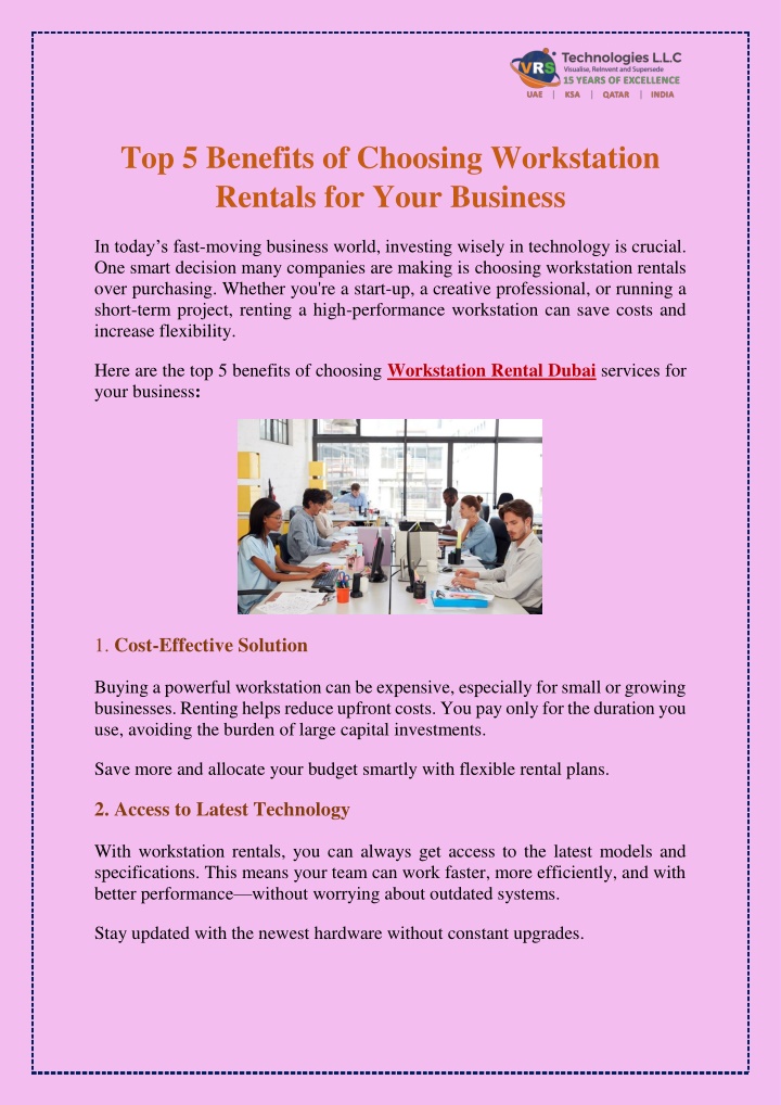 top 5 benefits of choosing workstation rentals