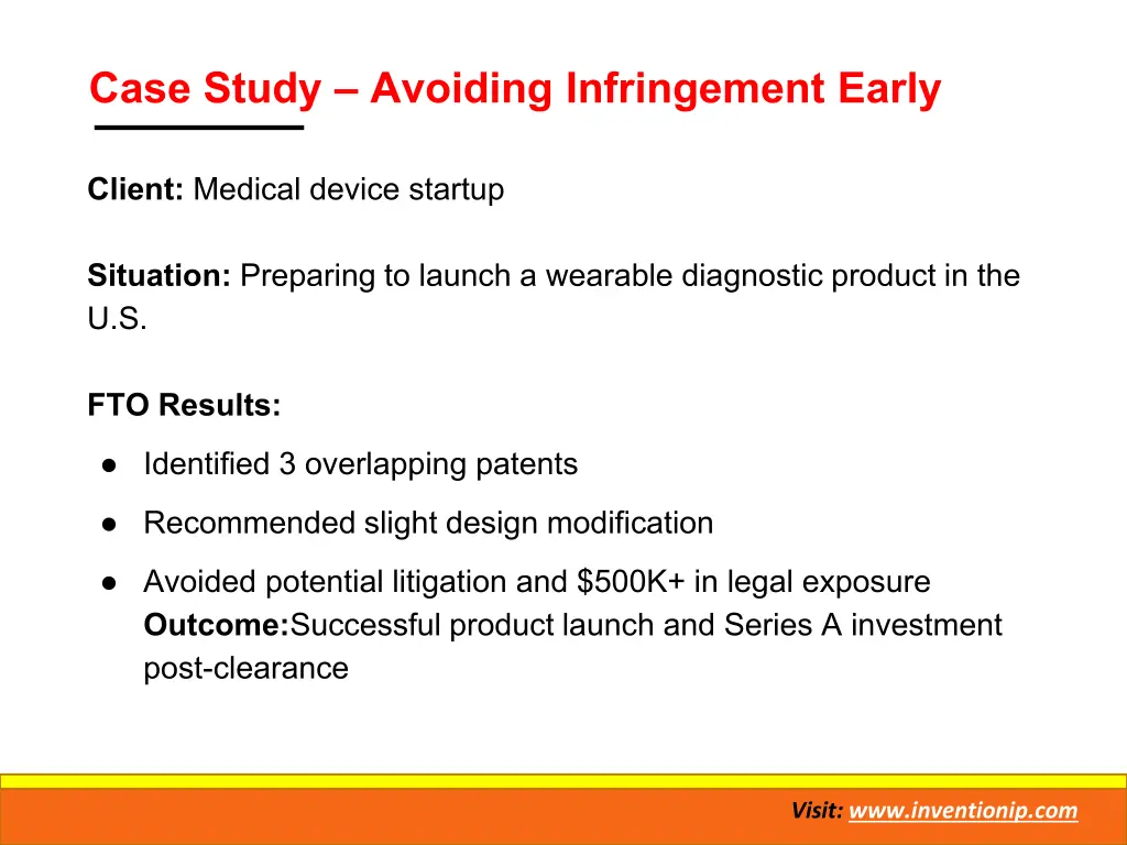 case study avoiding infringement early