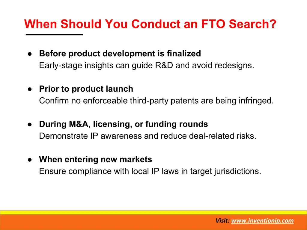 when should you conduct an fto search