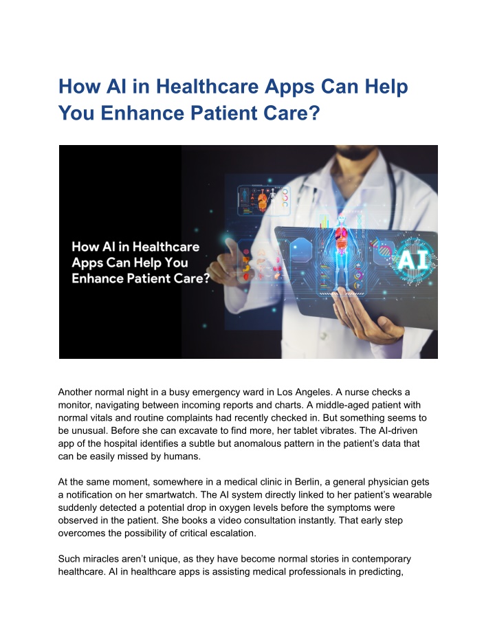 how ai in healthcare apps can help you enhance