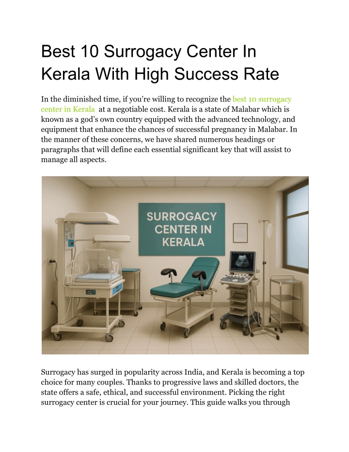 best 10 surrogacy center in kerala with high