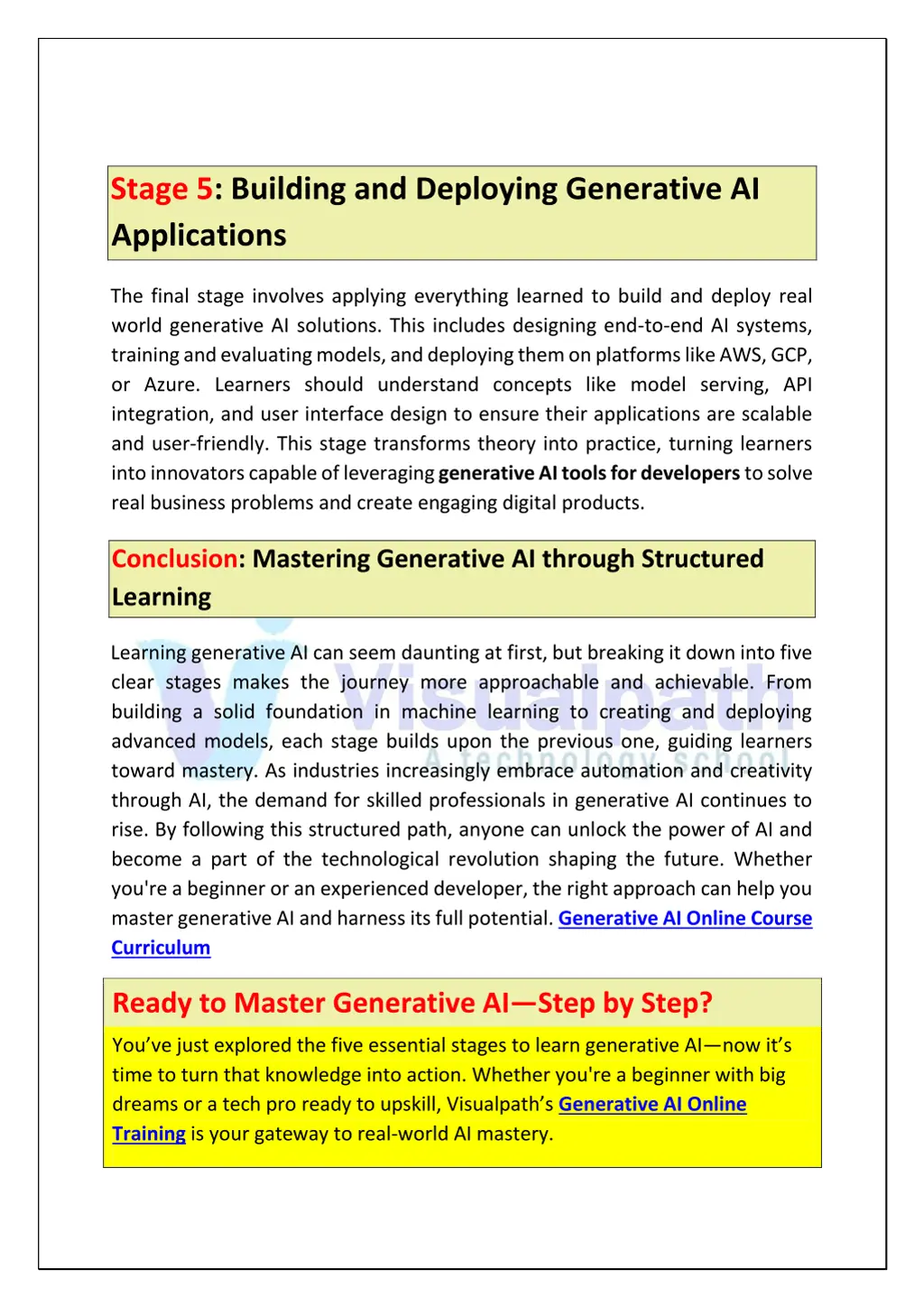 stage 5 building and deploying generative