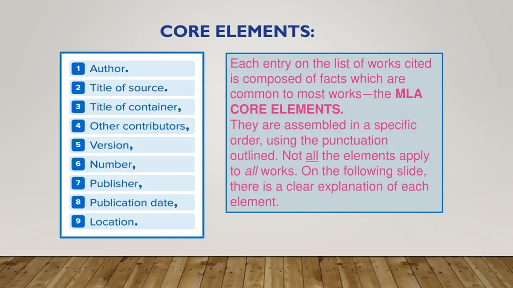 core elements