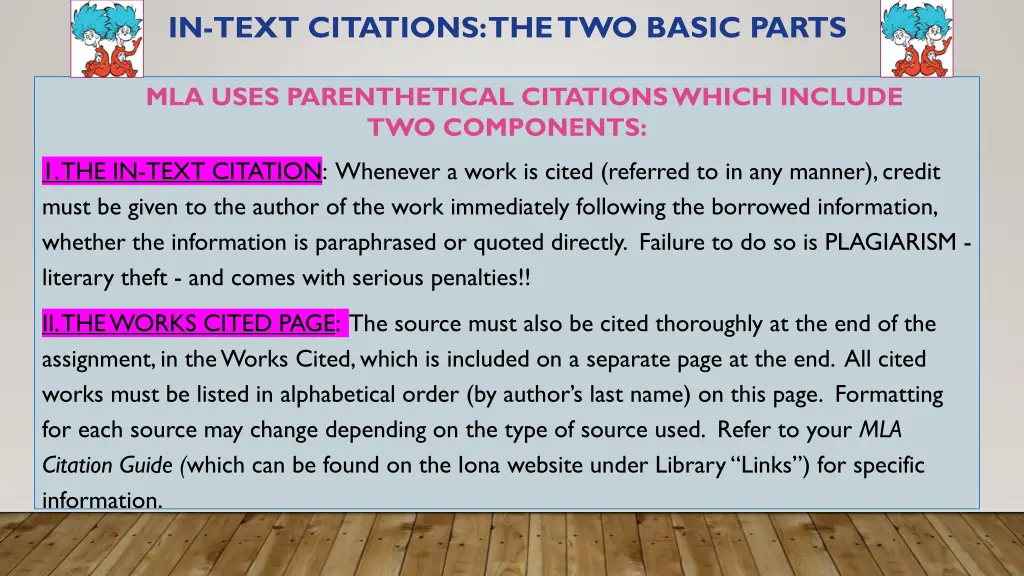 in text citations the two basic parts