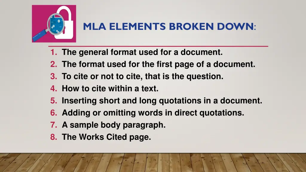 mla elements broken down