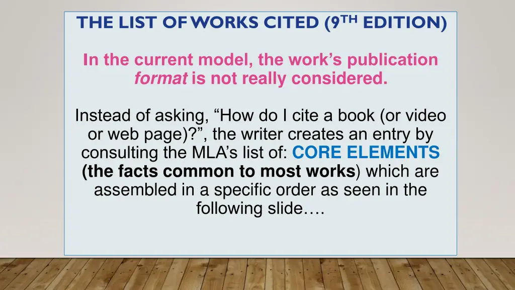 the list of works cited 9 th edition