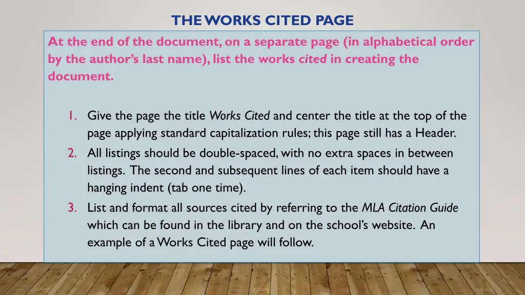 the works cited page