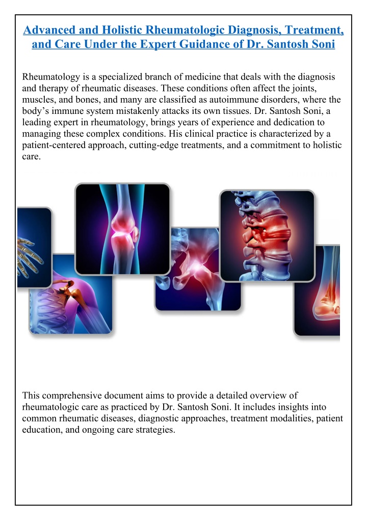 advanced and holistic rheumatologic diagnosis