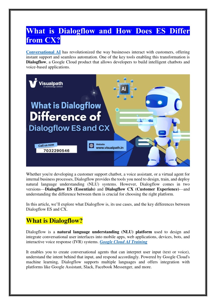 what is dialogflow and how does es differ from cx