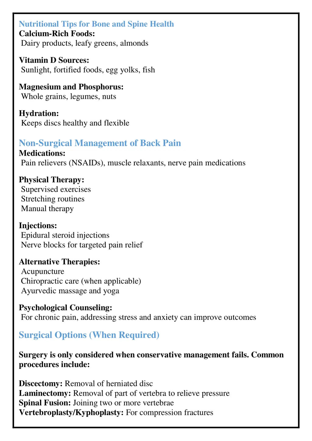 nutritional tips for bone and spine health