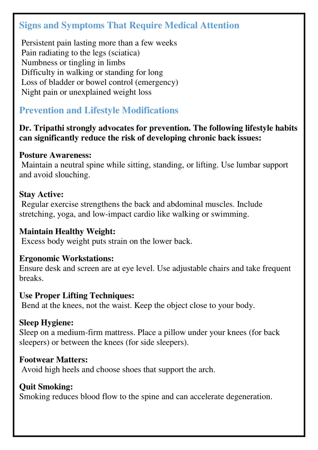 signs and symptoms that require medical attention