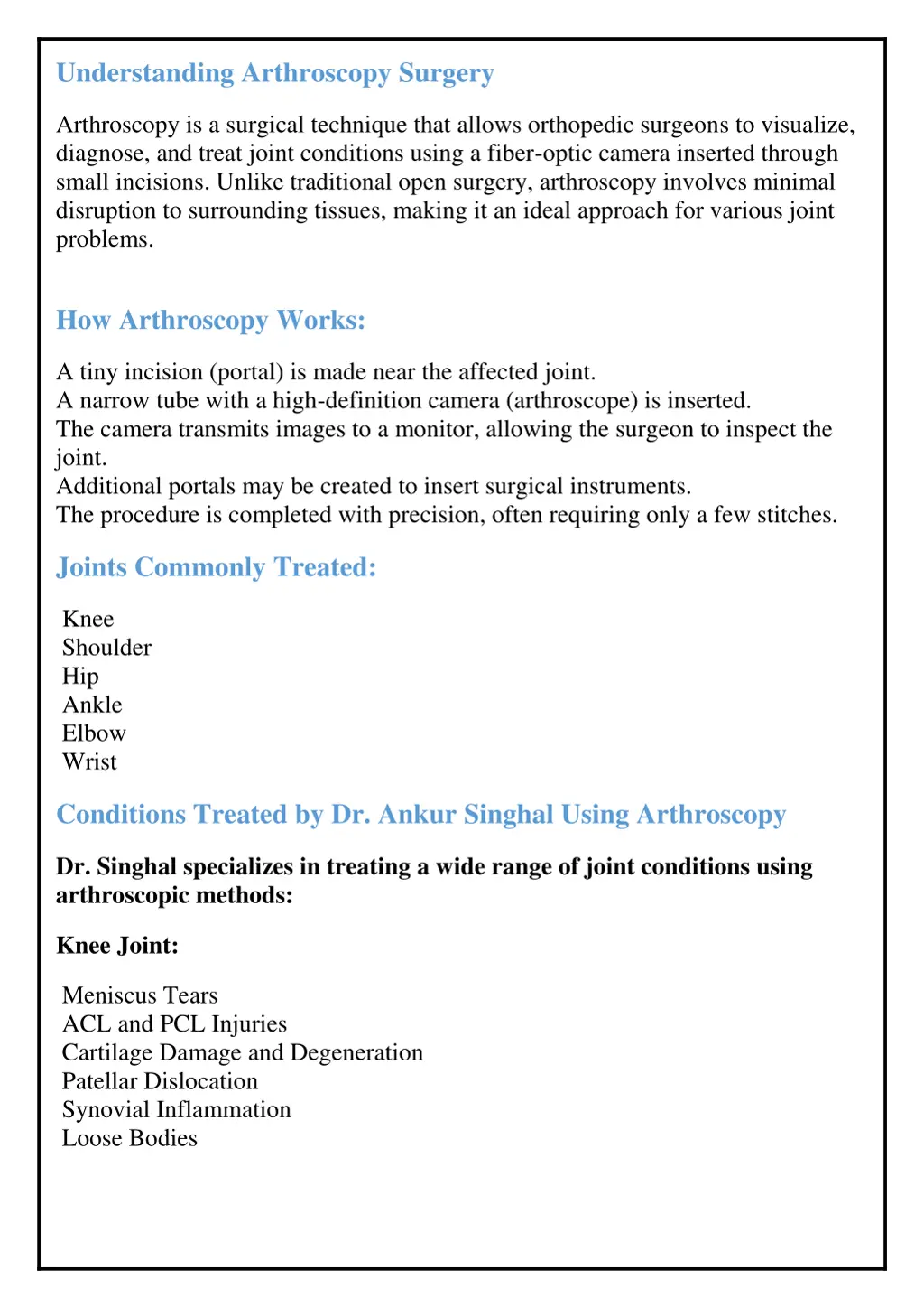 understanding arthroscopy surgery