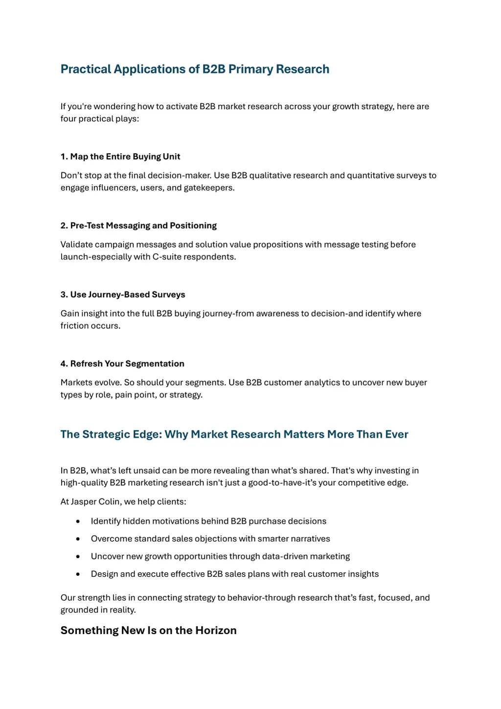 practical applications of b2b primary research