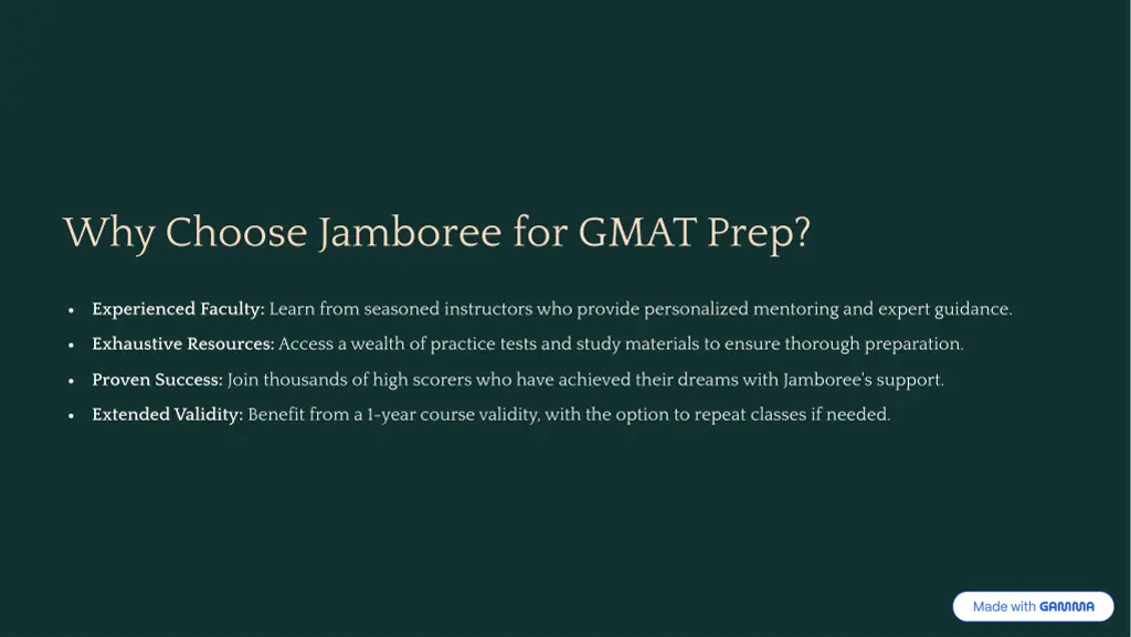 why choose jamboree for gmat prep