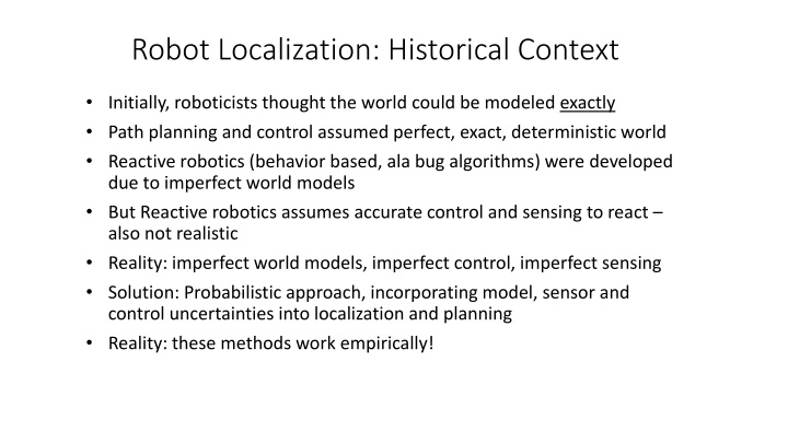 robot localization historical context