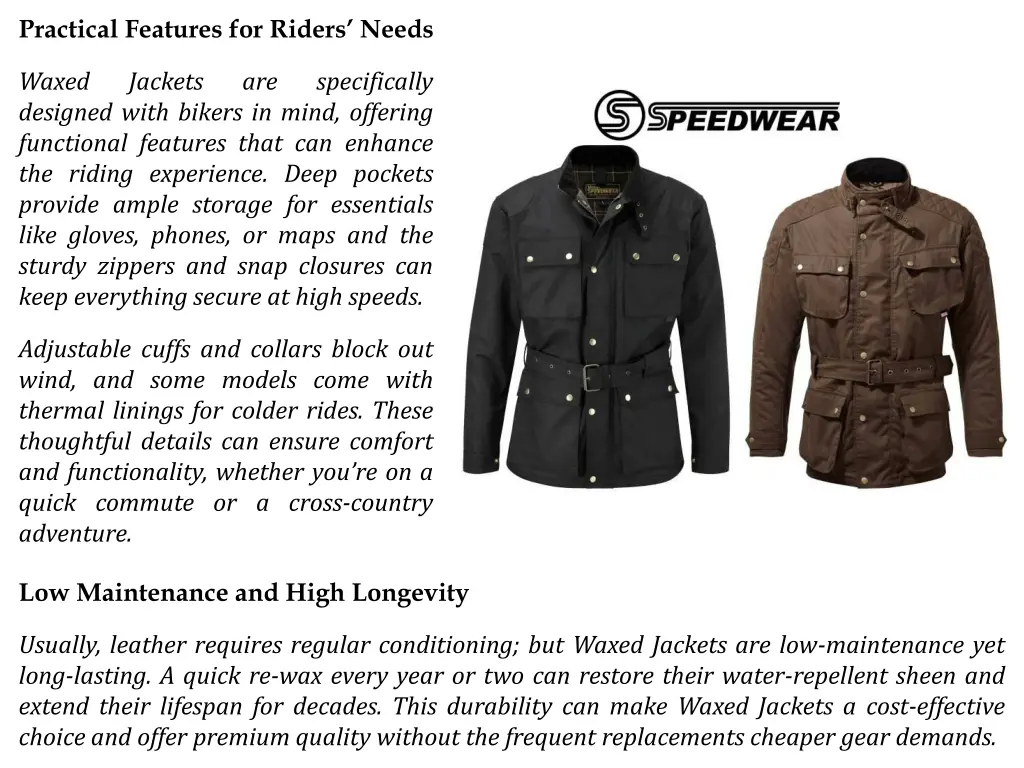 practical features for riders needs