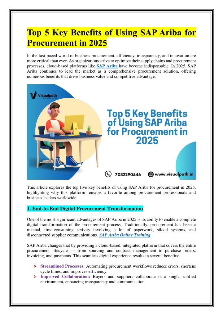top 5 key benefits of using sap ariba