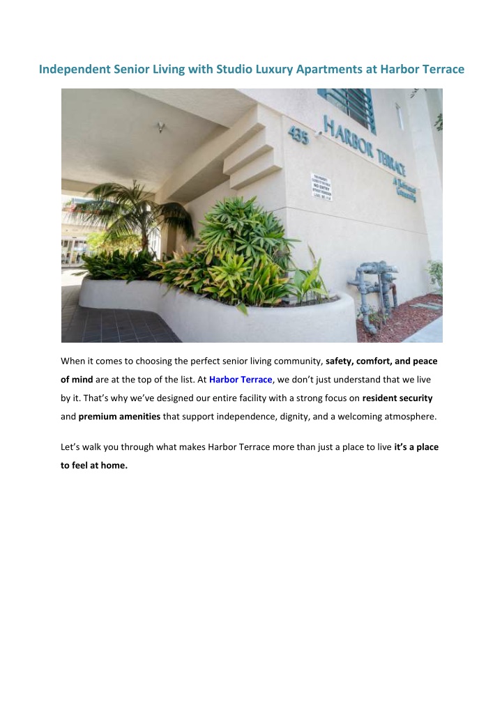 independent senior living with studio luxury