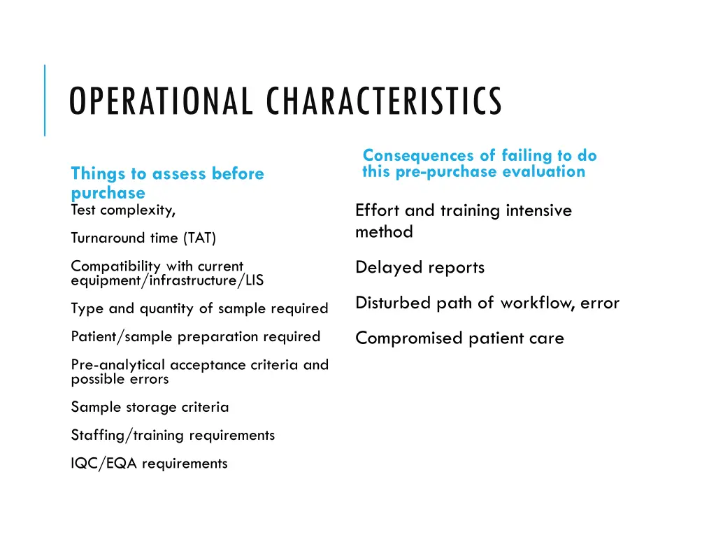 operational characteristics
