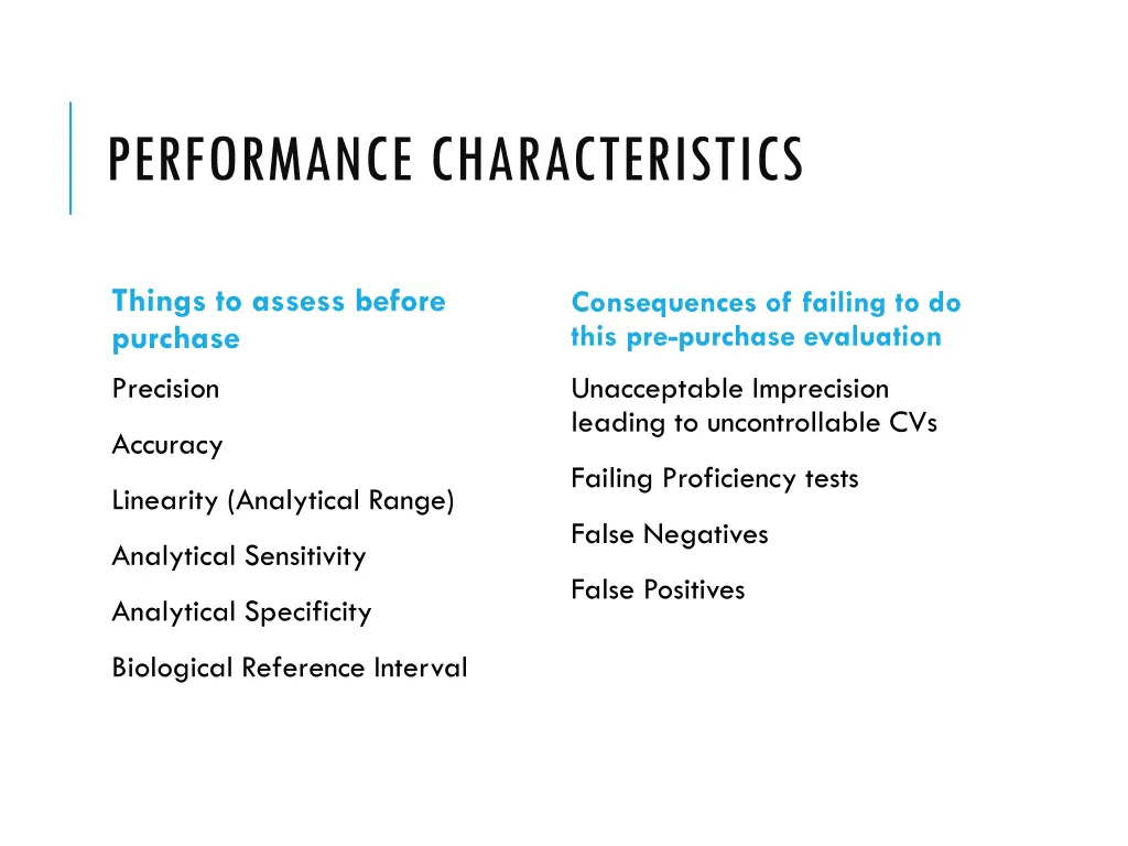 performance characteristics