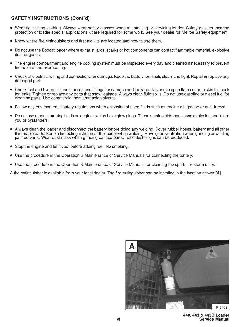 safety instructions cont d 440 443 443b service