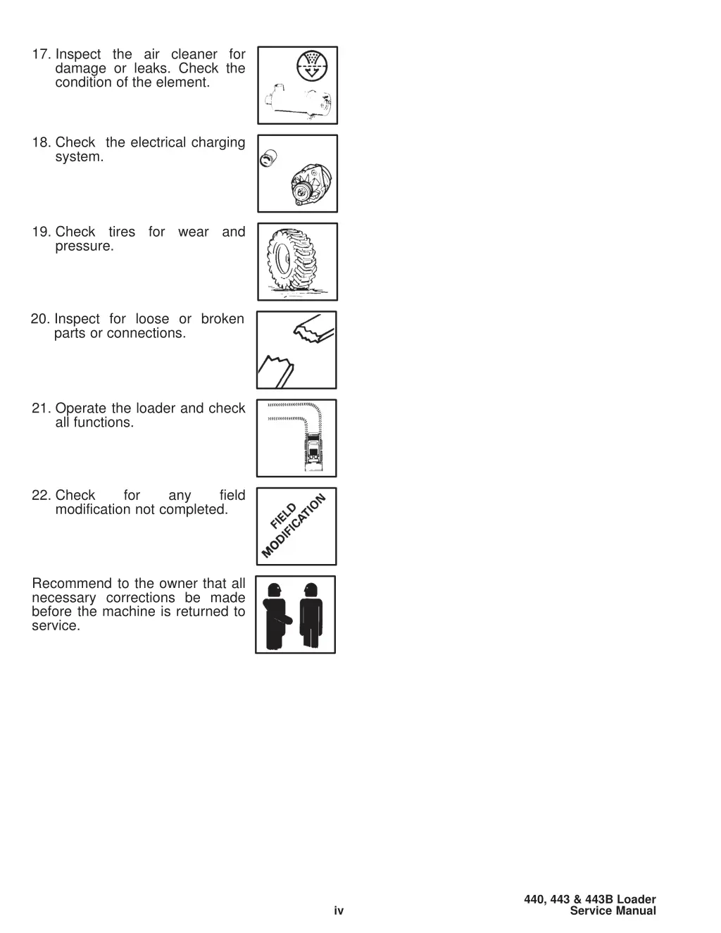 17 inspect the air cleaner for damage or leaks